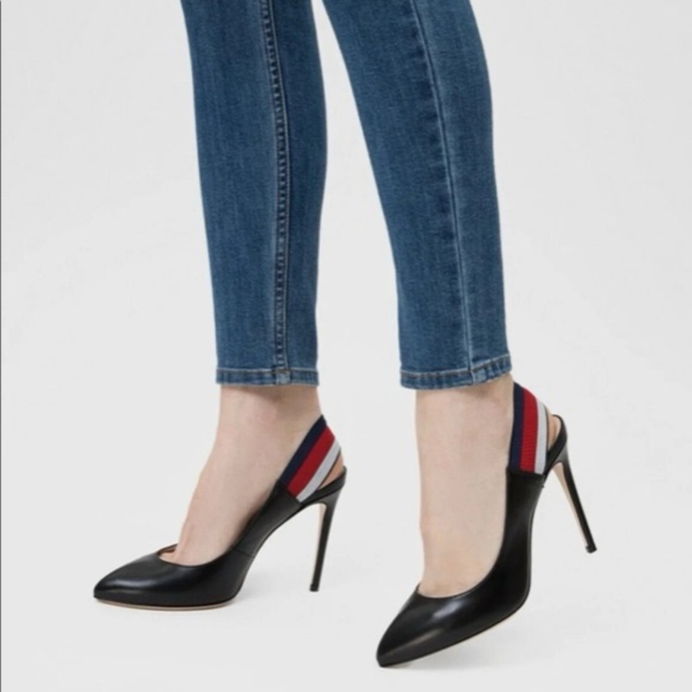 GUCCI Sylvie Black Leather Stiletto Heels